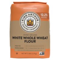 King Arthur Baking Company Stone-Ground White Whole Wheat Flour, 5 Lbs, 5 Pound