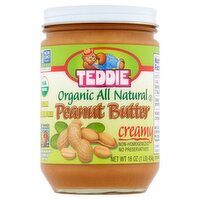 Teddie Organic All Natural Creamy Peanut Butter, 16 oz