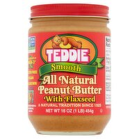 Teddie Smooth All Natural Peanut Butter with Flaxseed, 16 oz