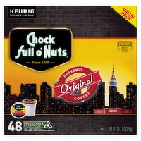 Chock full o'Nuts Original Heavenly Coffee Medium K-Cup Pods Value Pack, 48 count, 13.2 oz
