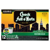 Chock Full o'Nuts Midtown Decaf Medium Roast Arabica Coffee K-Cup Pods 12 count, 3.80 oz