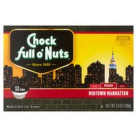 Chock full o'Nuts Midtown Manhattan Coffee K-Cup Pods, 12 count, 3.8 oz