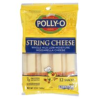 Polly-O Whole Milk Low-Moisture Mozzarella String Cheese, 12 count, 12 oz, 12 Ounce