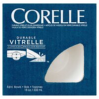 Corelle Durable Vitrelle Winter Frost White Glass Dinnerware Bowls, 6 count, 6 Each