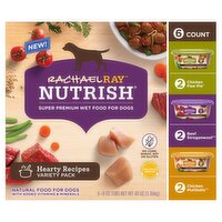 Rachael Ray Nutrish Hearty Recipes Super Premium Wet Food for Dogs Variety Pack, 8 oz, 6 count