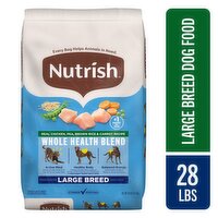 Nutrish Real Chicken Whole Health Blend Large Breed Dogs Food, Adult, 28 lb