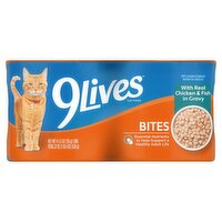 9Lives Bites with Real Chicken & Fish in Gravy Cat Food, 5.5 oz, 4 count, 22 Ounce