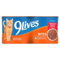 9Lives Bites with Real Beef in Gravy Cat Food, 5.5 oz, 4 Count, 22 Ounce