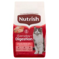 Nutrish Everyday Digestion Chicken, Brown Rice & Salmon Recipe with Peas & Carrots Cat Food, 3 lb