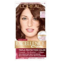 L'Oréal Paris Excellence Creme 5RB Medium Reddish Brown Level 3 Permanent Haircolor, 1 application