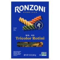 Ronzoni No. 63 Tricolor Rotini Pasta, 12 oz, 12 Ounce