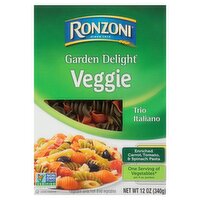 Ronzoni Garden Delight Veggie Trio Italiano Pasta, 12 oz, 12 Ounce