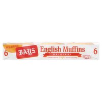 Bays Original English Muffins, 6 count, 12 oz, 12 Ounce