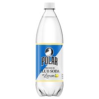 Polar Premium Club Soda with Lemon, 33.8 fl oz