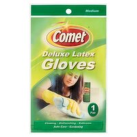 Comet Deluxe Latex Gloves, Medium, 1 pair