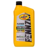 Pennzoil Platinum Full Synthetic SAE 0W-20 Motor Oil, 1 qt, 32 Fluid ounce