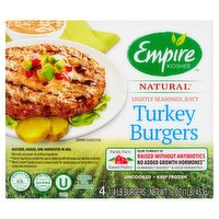 Empire Kosher Natural Turkey Burgers, 1/4 lb, 4 count