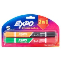 Expo Low Odor Ink Chisel Tip 2 in 1 Dry Erase Markers, 2 count