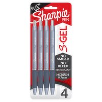 Sharpie S-Gel Black Ink Medium 0.7mm Pen, 4 count