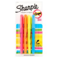 Sharpie Smear Guard Assorted Narrow Chisel Highlighter, 4 count