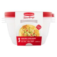 Rubbermaid Take Alongs 6.2 Cups Medium Bowls Containers & Lids, 3 count, 1 Each