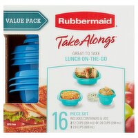 Rubbermaid Take Alongs Lunch On-the-Go Containers & Lid Set Value Pack, 16 count