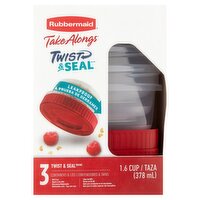 Rubbermaid Take Alongs Twist & Seal 1.6 Cup Containers & Lids, 3 count