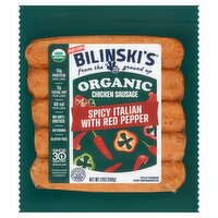 Bilinski's Organic Spicy Italian with Red Pepper Chicken Sausage, 12 oz, 12 Ounce