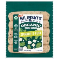 Bilinski's Organic Spinach & Feta Chicken Sausage, 12 oz