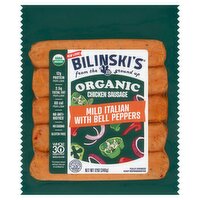 Bilinski's Organic Mild Italian with Bell Peppers Chicken Sausage, 12 oz