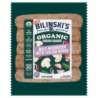 Bilinski's Organic Wild Mushroom with Italian Herbs Chicken Sausage, 12 oz, 12 Ounce