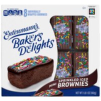 Entenmann's Baker's Delights Mini Sprinkled Iced Brownies, 8 count, 1 lb 1 oz