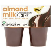 Zen Almond Milk Plant Based Chocolate Pudding, 3.5 oz, 4 count