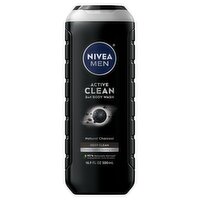 Nivea Men Active Deep Clean Body Wash with Natural Charcoal, 16.9 fl oz, 16.9 Fluid ounce