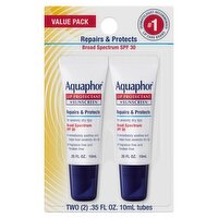 Aquaphor Broad Spectrum Lip Protectant + Sunscreen, SPF 30, Value Pack, .35 fl oz, 2 count, 2 Each