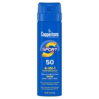 Coppertone Sport 4-in-1 Performance Broad Spectrum Sunscreen Spray, SPF 50, 1.6 oz 