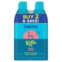 Coppertone Kids Broad Spectrum Sunscreen Spray, SPF 50, 5.5 oz, 2 count