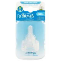 Dr Brown's Natural Flow Narrow Silicone Nipples, Level 2, 3 m+, 2 count