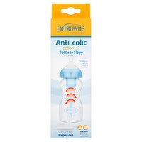 Dr Brown's Natural Flow Options+ 9 oz Wide-Neck Anti-Colic Bottle to Sippy Starter Kit, 6m+