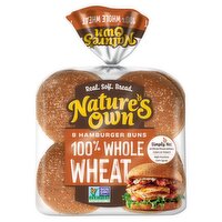 Nature's Own 100% Whole Wheat Hamburger Buns, 8 count, 15 oz