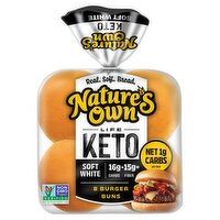 Nature's Own Life Keto Soft White Burger Sliced Buns, 8 count, 12 oz