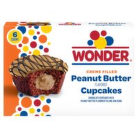 Wonder Creme Filled Peanut Butter Flavored Chocolate Cupcakes, 2 oz, 6 count