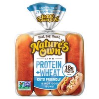 Nature's Own Life Protein + Wheat Hot Dog Sliced Buns, 8 count, 15 oz