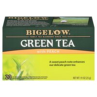 Bigelow Green Tea with Peach Tea Bags, 20 count, .91 oz, 20 Each