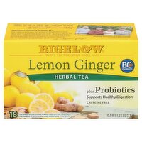 Bigelow Lemon Ginger Herbal Tea Bags, 18 count, 1.31 oz, 18 Each