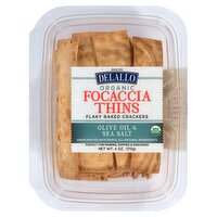 DeLallo Organic Focaccia Thins Olive Oil & Sea Salt Flaky Baked Crackers, 6 oz