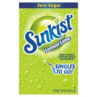 Sunkist Singles To Go Lemon Lime Drink Mix, 6 count, 0.53 oz