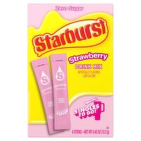 Starburst Singles to Go! Zero Sugar Strawberry Drink Mix, 6 count, 0.43 oz