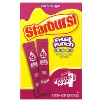 Starburst Singles to Go! Zero Sugar Fruit Punch Drink Mix, 6 count, 0.59 oz