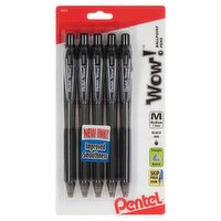 Pentel Wow! Medium 1.0mm Black Ink Ballpoint Pens, 5 count, 5 Each